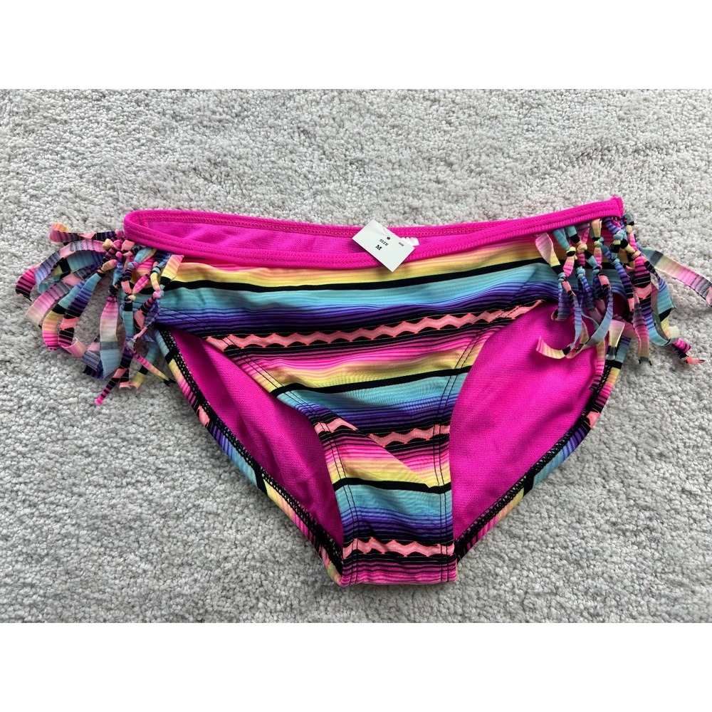 Xhilaration Girls Swim Bottom Medium Pink Rainbow Striped Bikini